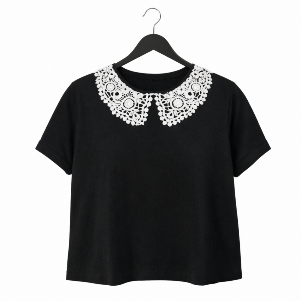 Alison Andrews Black Lace Twee Keyhole Normcore Womens Sweater Sz XL